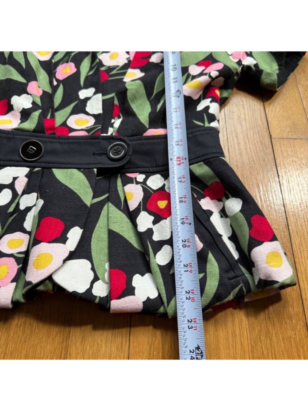 Kenzo Size M Floral Linen Blend Short Sleeve Blazer Jacket with Black Belt - Picture 6 of 16